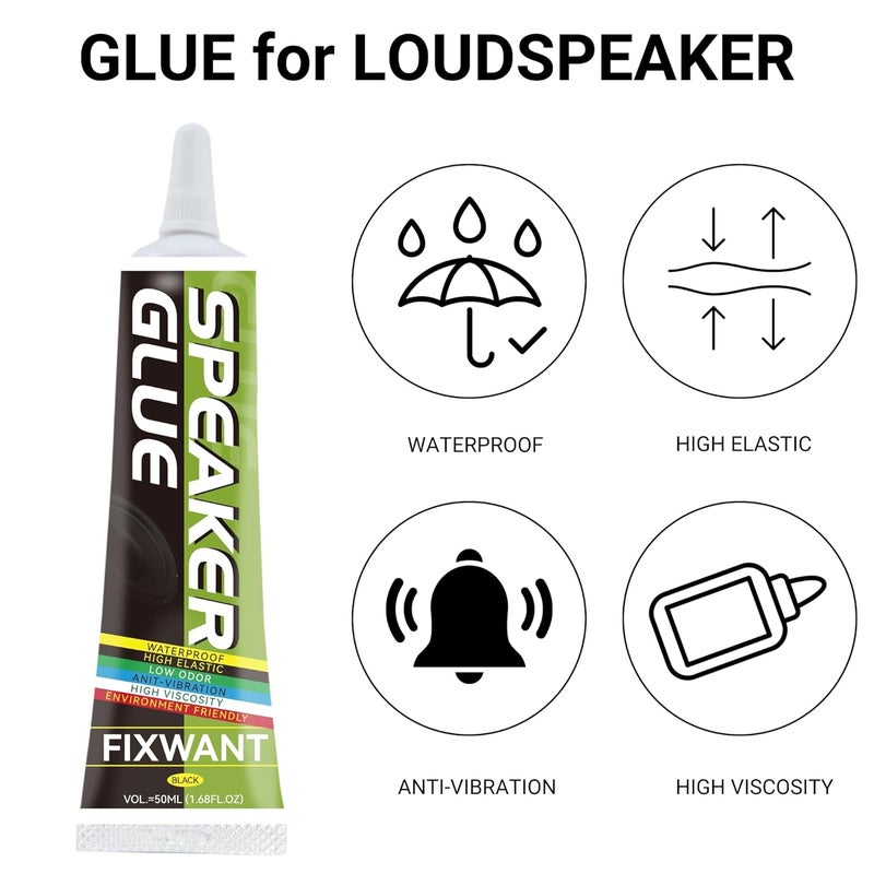 FIXWANT Loud Speaker Repair Glue Foam Side Dust Cap Rubber Edge Cone Basin Strong Adhesive 50ML/1.68 fl.oz (1) - Image 2